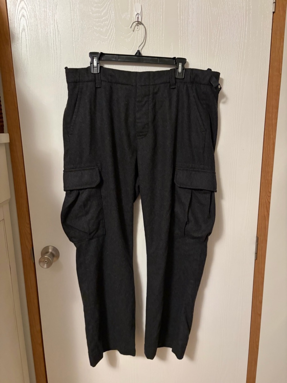 Vintage GAP Cargo Pants Mens 38X32 Charcoal Gray Wool Blend Lined Dress 90s Y2K